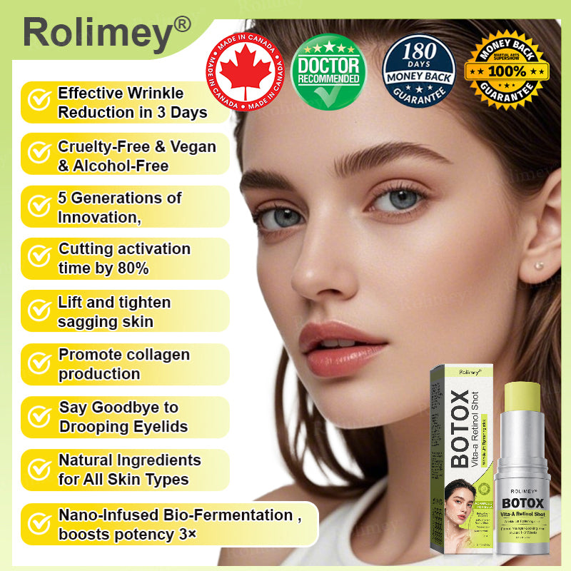 💐👨‍⚕️Made and Shipped from the Canada ✅Rolimey® Botox & Vita-A Retinol Shot Wrinkle-Lift Tightening stick- Last Day Promotion 70% OFF🔥LAST DAY 70% OFF