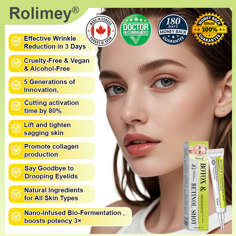🌿👨‍⚕️Made and shipped from Canada 💫Rolimey® Botox & Vita-A Retinol Shot Wrinkle-Lift Tightening cream - Last Day Promotion 70% OFF